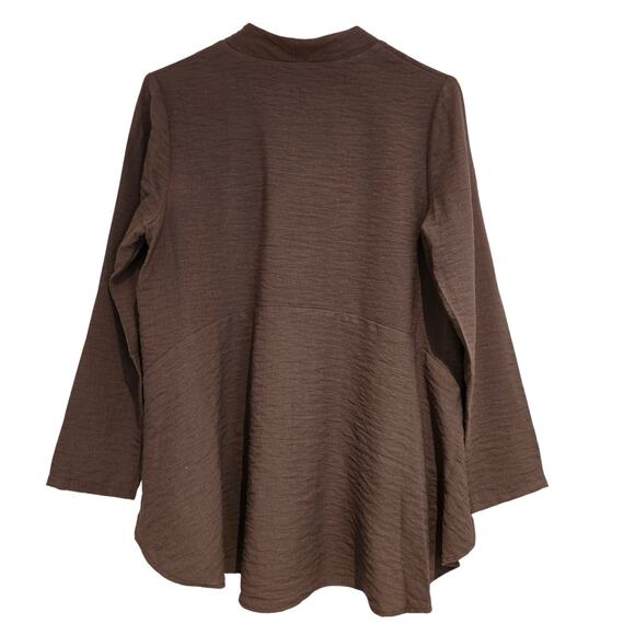 NICHE Nilgun Derman Lagenlook Brown Long Sleeve Swing Button-up Jacket - Sz S - Picture 3 of 7